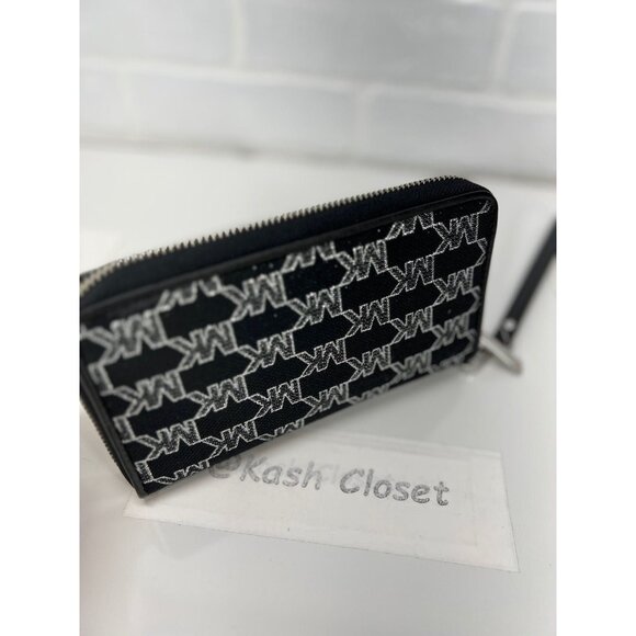 Michael Kors phone wristlet large wallet MK signature black multi - Picture 4 of 6